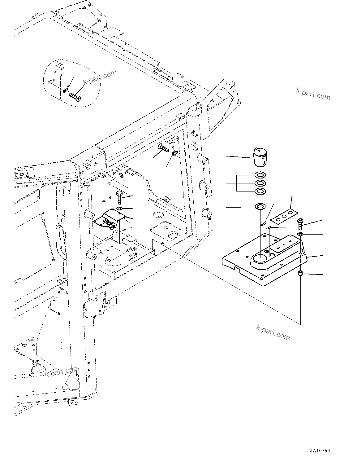Komatsu parts book diagram for D71PXI-24 S/N 74001-UP: CAB, GARNISH(#72161-)