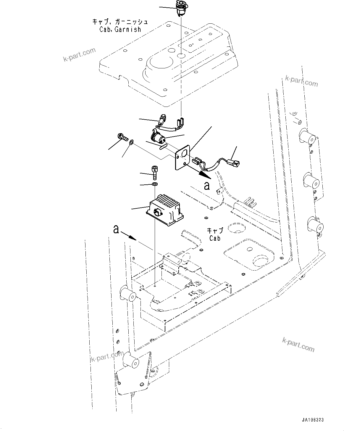 Komatsu parts book diagram for D71PXI-24 S/N 74001-UP: CAB, DC CONVERTER(#72161-)