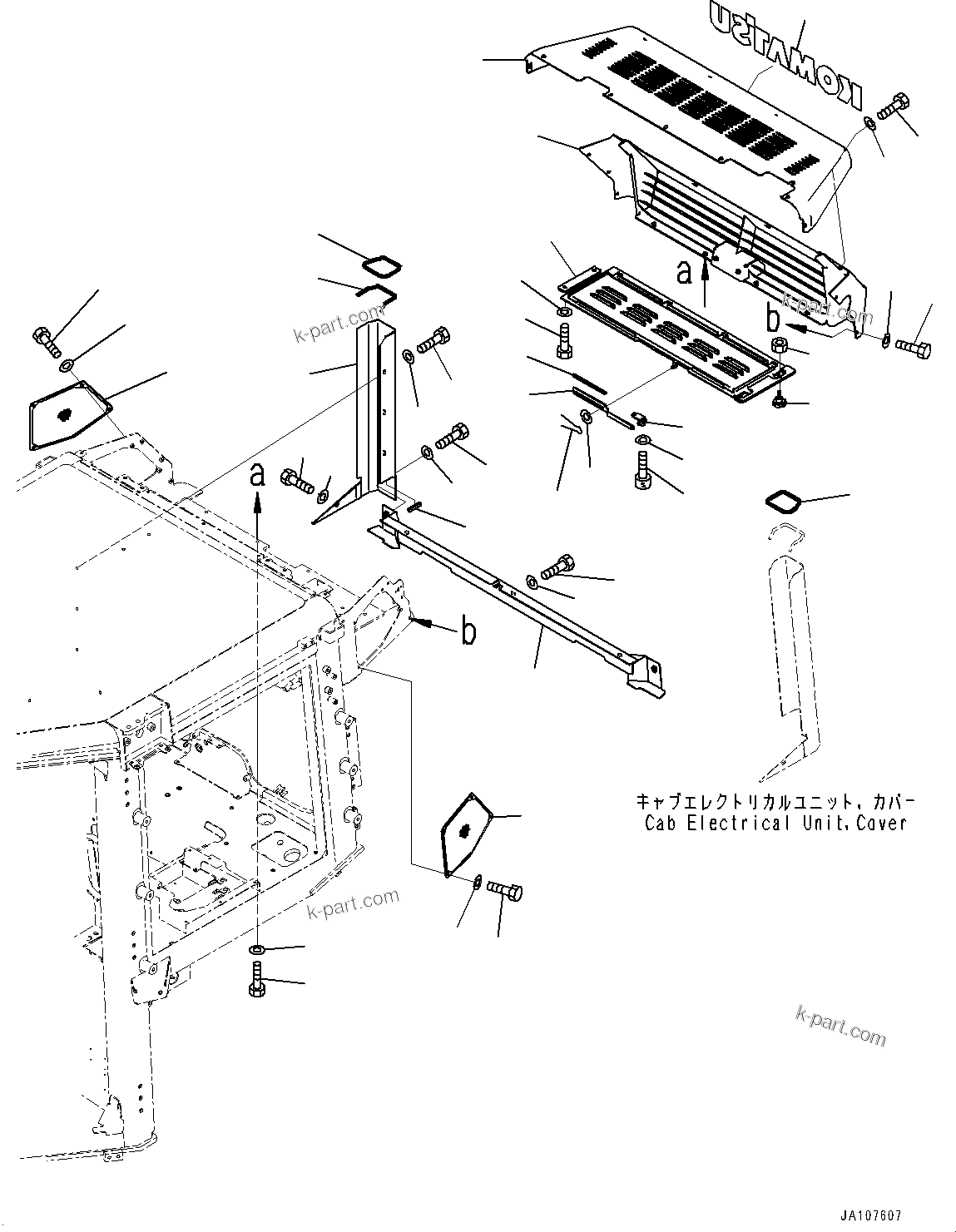 Komatsu parts book diagram for D71PXI-24 S/N 74001-UP: CAB, AIR CONDITIONER COVER(#72161-)