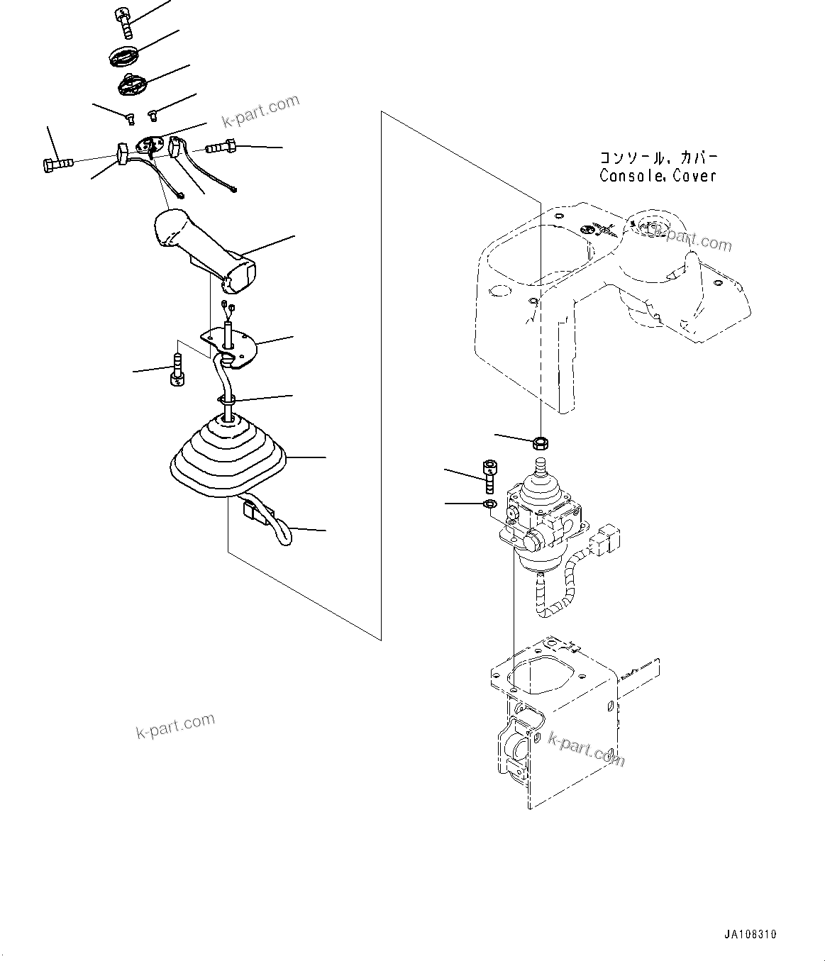 Komatsu parts book diagram for D71PXI-24 S/N 74001-UP: CAB, STEERING, GEAR SHIFT LEVER(#72161-)