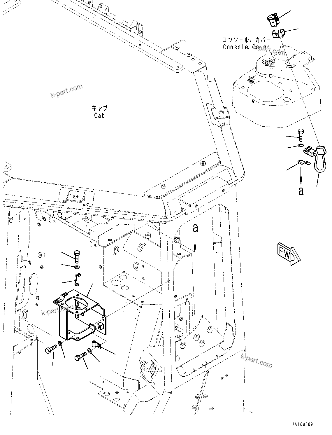 Komatsu parts book diagram for D71PXI-24 S/N 74001-UP: CAB, PARKING BRAKE SWITCH(#72161-)