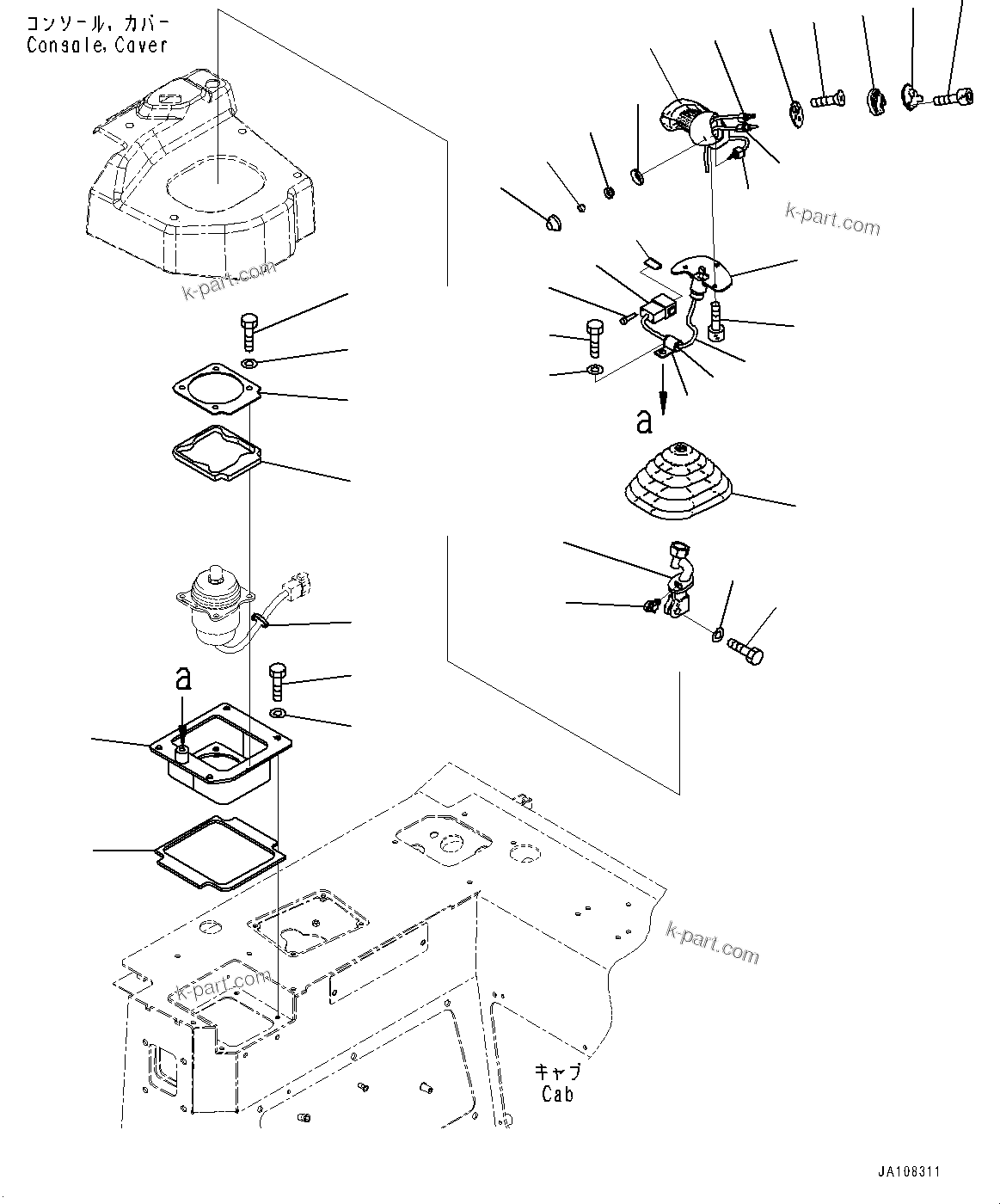 Komatsu parts book diagram for D71PXI-24 S/N 74001-UP: CAB, WORK EQUIPMENT CONTROL LEVER(#72161-)