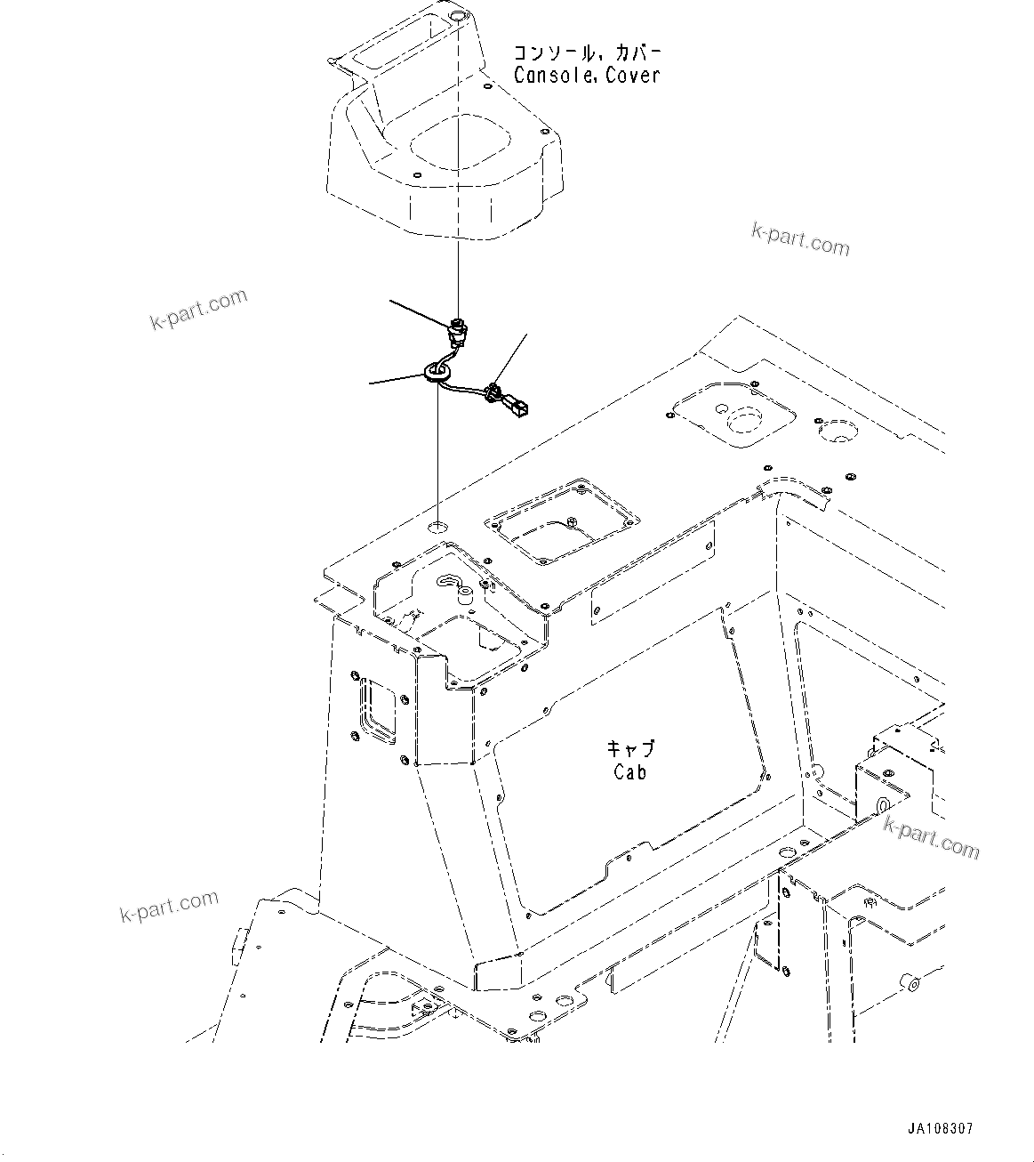 Komatsu parts book diagram for D71PXI-24 S/N 74001-UP: CAB, HORN SWITCH(#72161-)
