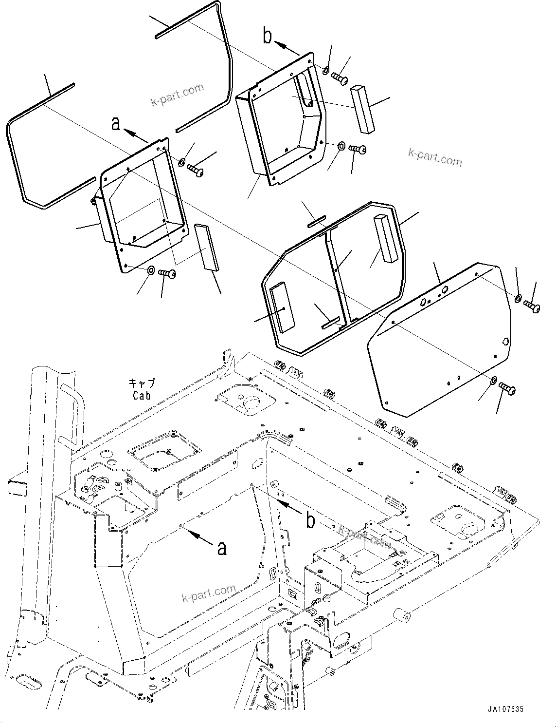 Komatsu parts book diagram for D71PXI-24 S/N 74001-UP: CAB, FLOOR COVER(#72161-)