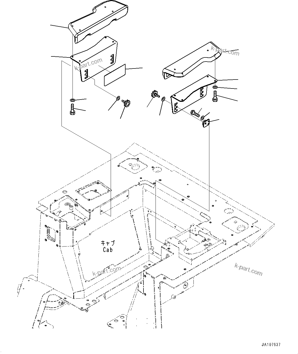 Komatsu parts book diagram for D71PXI-24 S/N 74001-UP: CAB, ARMREST(#72161-)