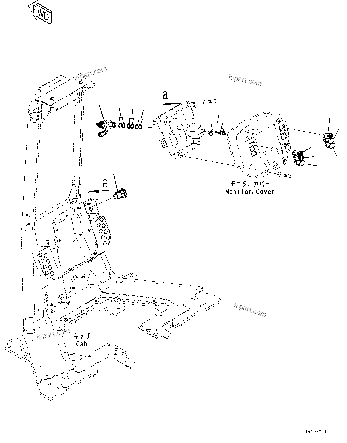 Komatsu parts book diagram for D71PXI-24 S/N 74001-UP: CAB ELECTRICAL UNIT, STARTING SWITCH(#72161-)