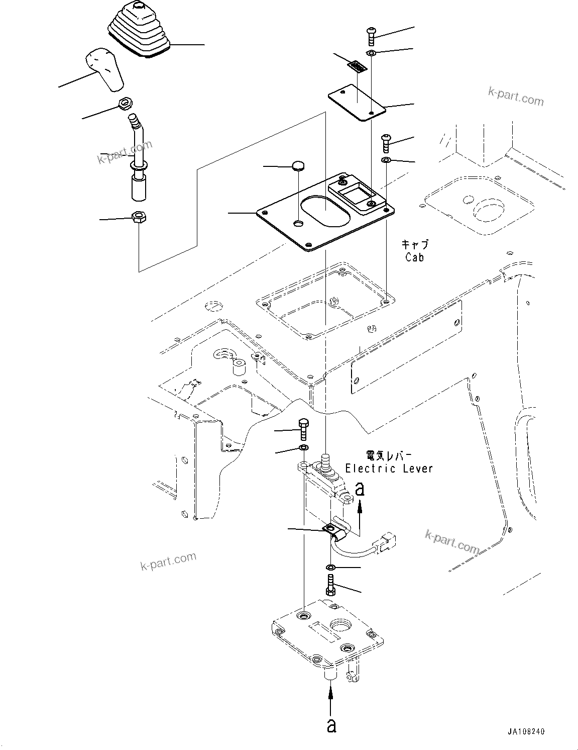 Komatsu parts book diagram for D71PXI-24 S/N 74001-UP: CAB ELECTRICAL UNIT, REAR WORK EQUIPMENT CONTROL LEVER(#72161-)