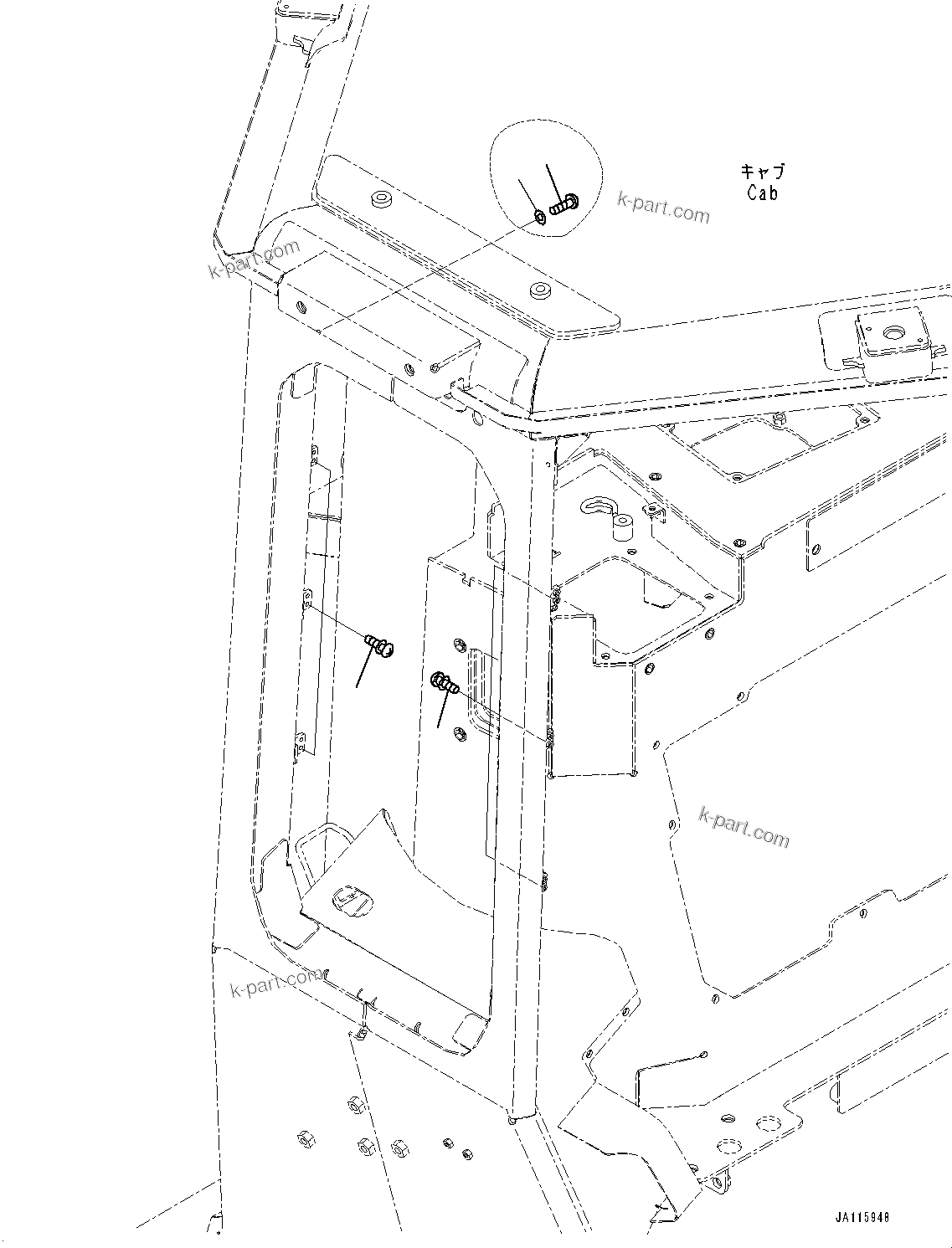 Komatsu parts book diagram for D71PXI-24 S/N 74001-UP: PARTS FOR LESS ROLL CURTAIN, (#72161-)