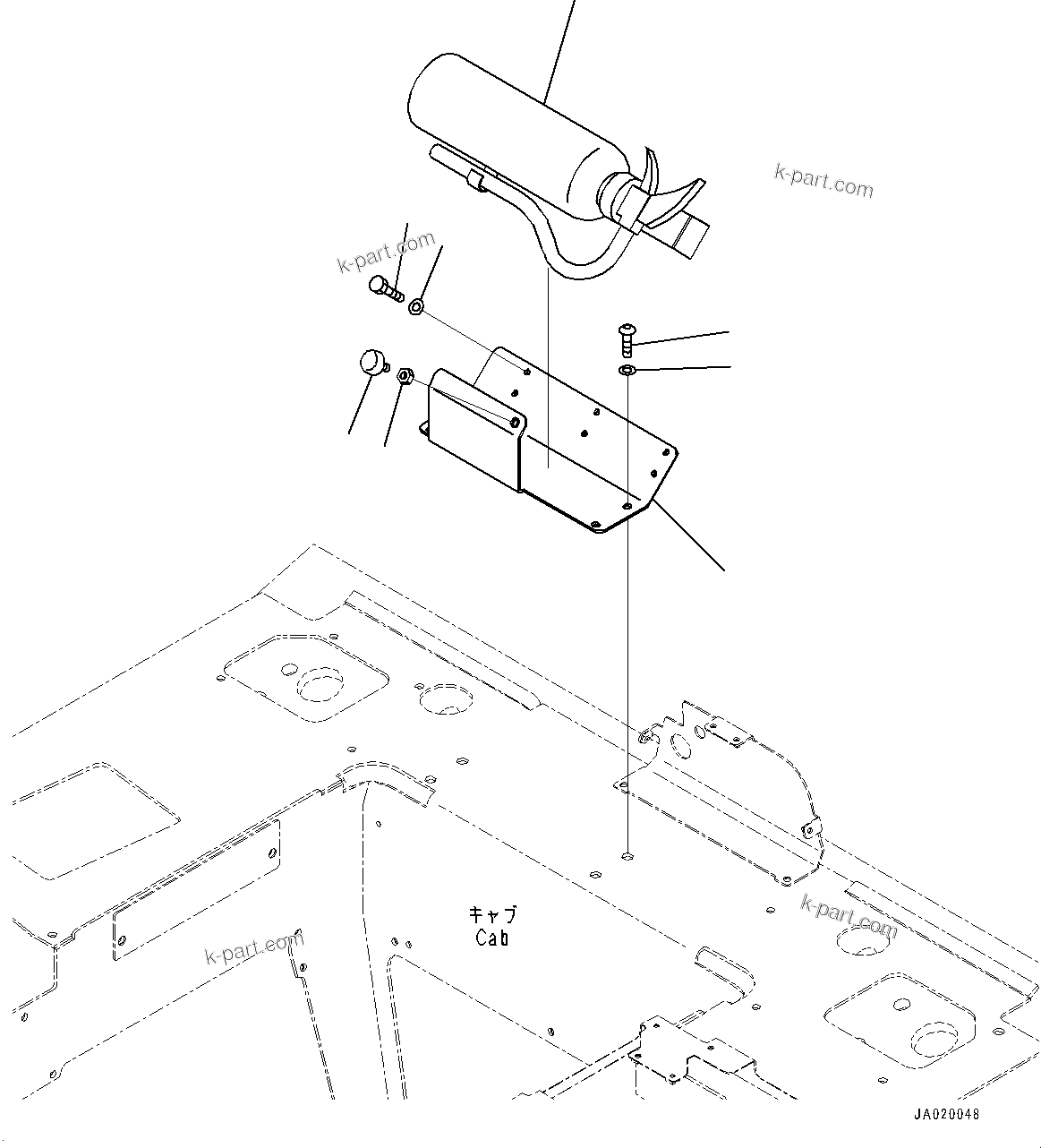 Komatsu parts book diagram for D71PXI-24 S/N 74001-UP: FIRE EXTINGUISHER, (#70002-)