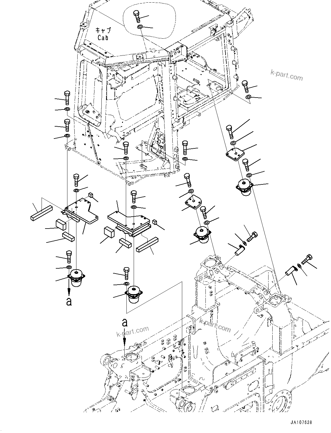 Komatsu parts book diagram for D71PXI-24 S/N 74001-UP: FLOOR MOUNTING, (#70002-)
