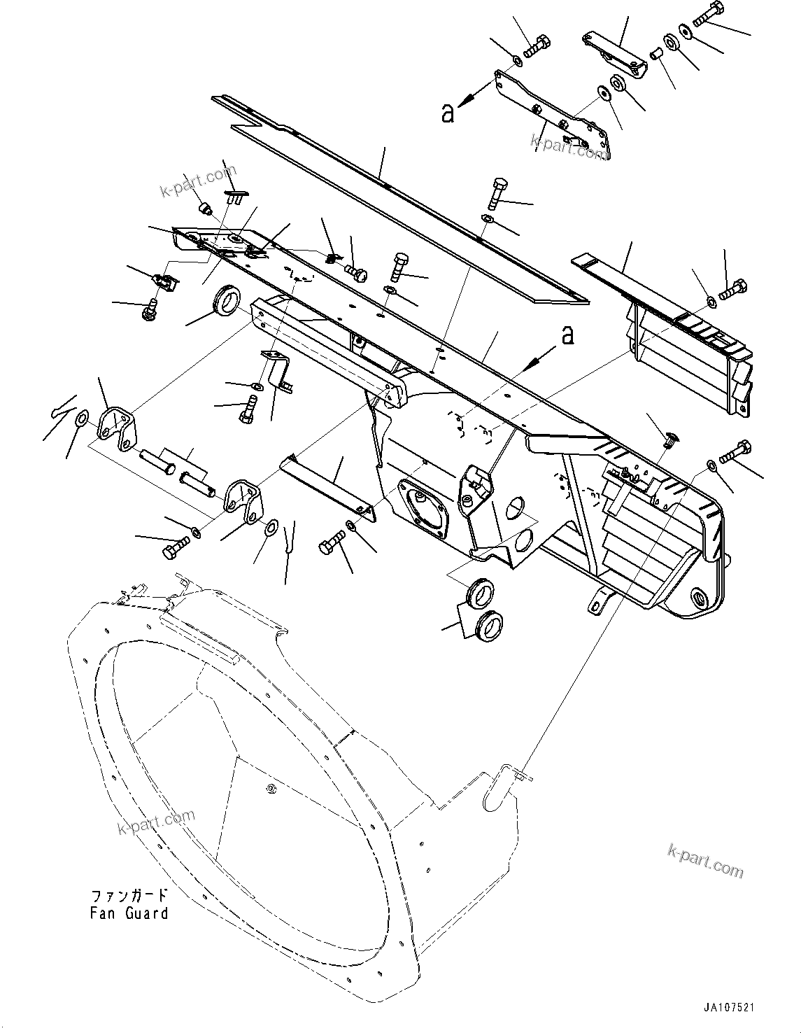 Komatsu parts book diagram for D71PXI-24 S/N 74001-UP: RADIATOR GUARD, GUARD(#70002-)