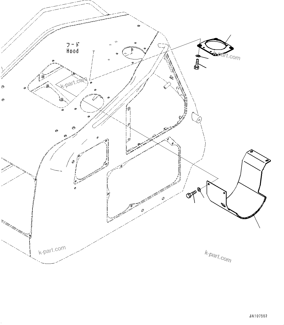 Komatsu parts book diagram for D71PXI-24 S/N 74001-UP: ENGINE HOOD, RELATED PARTS(#70002-)