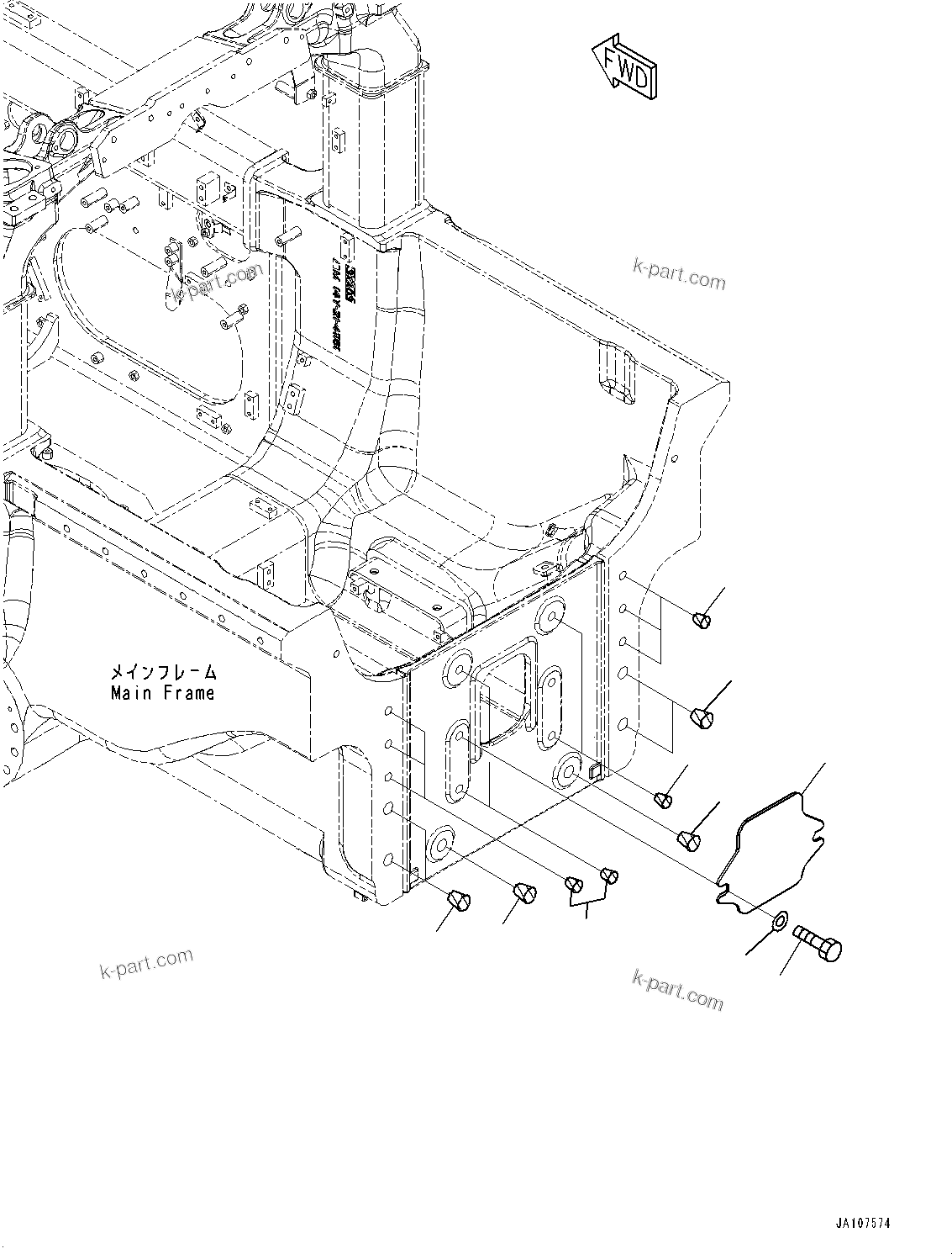 Komatsu parts book diagram for D71PXI-24 S/N 74001-UP: REAR COVER, (#70002-)