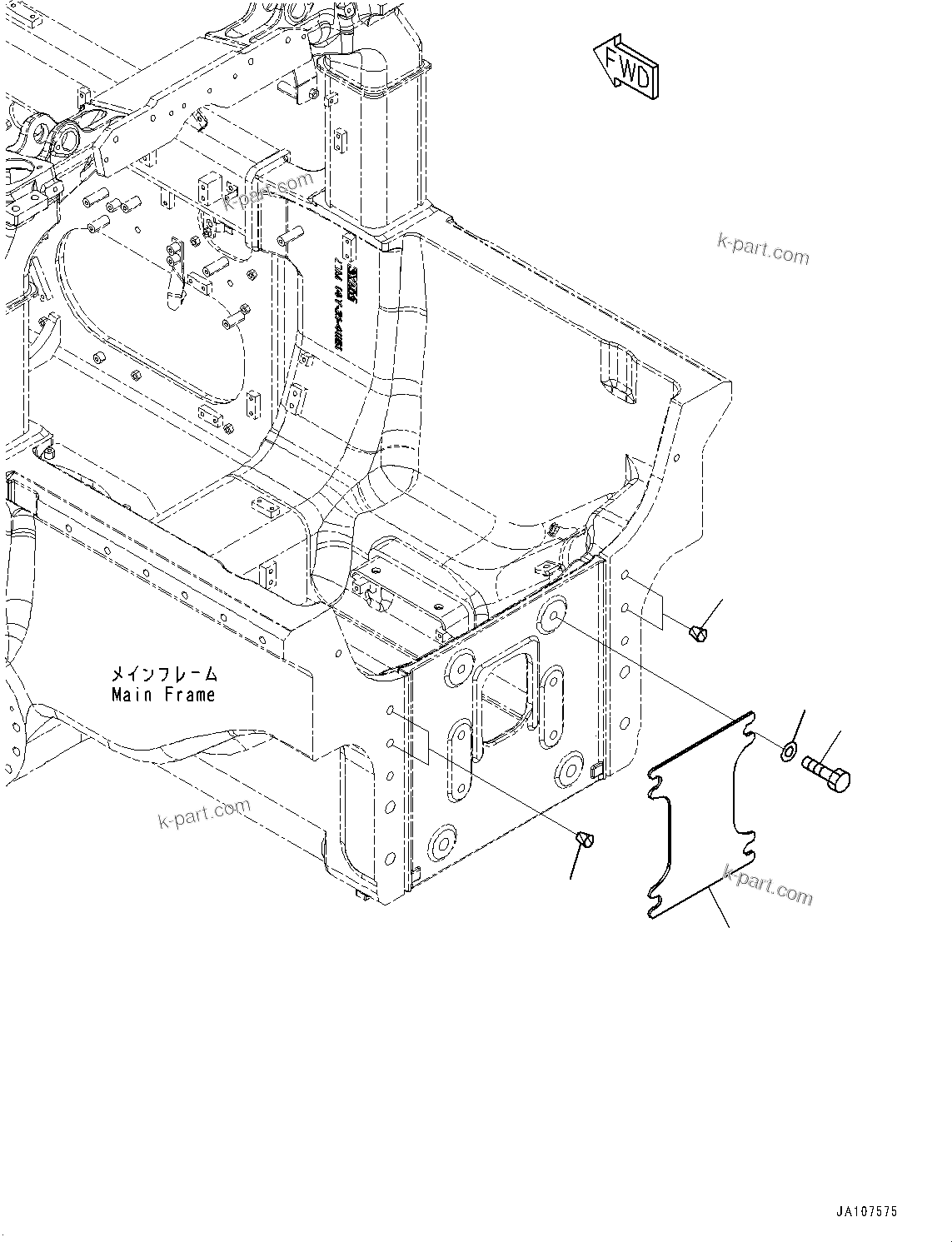 Komatsu parts book diagram for D71PXI-24 S/N 74001-UP: REAR COVER, (LONG DRAWBAR TYPE)(#70002-)