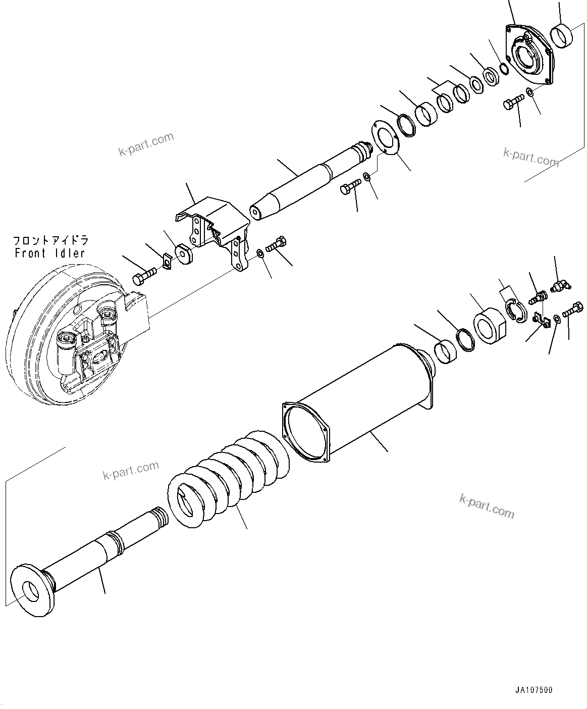 Komatsu parts book diagram for D71PXI-24 S/N 74001-UP: IDLER CUSHION, (#70002-)