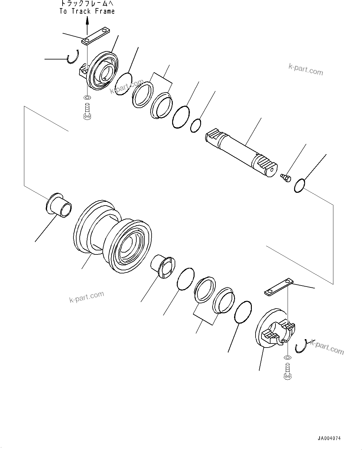 Komatsu parts book diagram for D71PXI-24 S/N 74001-UP: TRACK ROLLER, SINGLE ROLLER (WITH PLUS TYPE TRACK SHOE)(#70002-)
