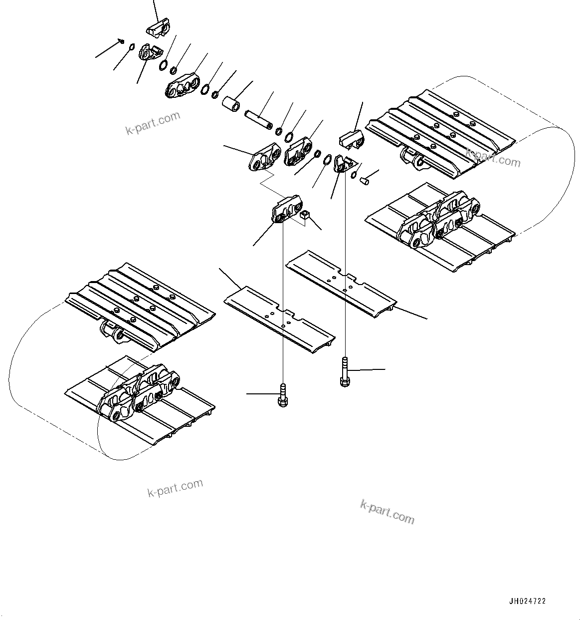 Komatsu parts book diagram for D71PXI-24 S/N 74001-UP: TRACK SHOE ASSEMBLY, (SINGLE GROUSER SHOE, 915MM WIDTH, SEALED AND LUBRICATED TYPE, PLUS TYPE, 90 SET)(#70002-)