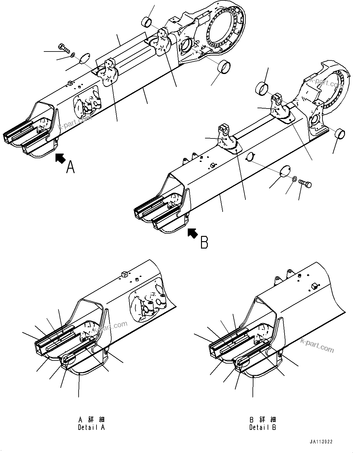 Komatsu parts book diagram for D71PXI-24 S/N 74001-UP: TRACK FRAME, (#71046-)