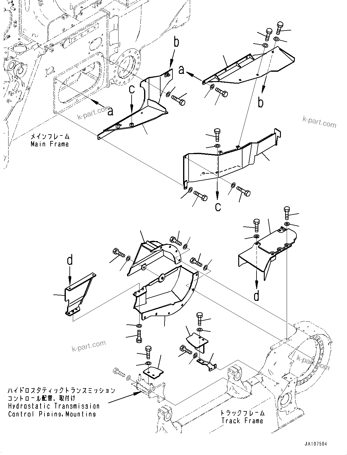 Komatsu parts book diagram for D71PXI-24 S/N 74001-UP: TRACK FRAME COVER, L.H.(#70002-)