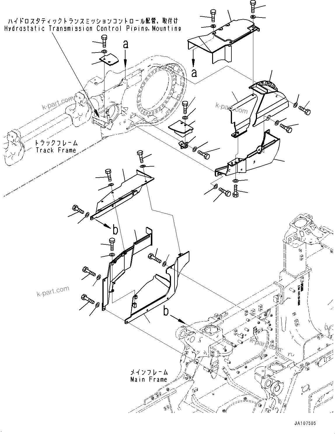 Komatsu parts book diagram for D71PXI-24 S/N 74001-UP: TRACK FRAME COVER, R.H.(#70002-)