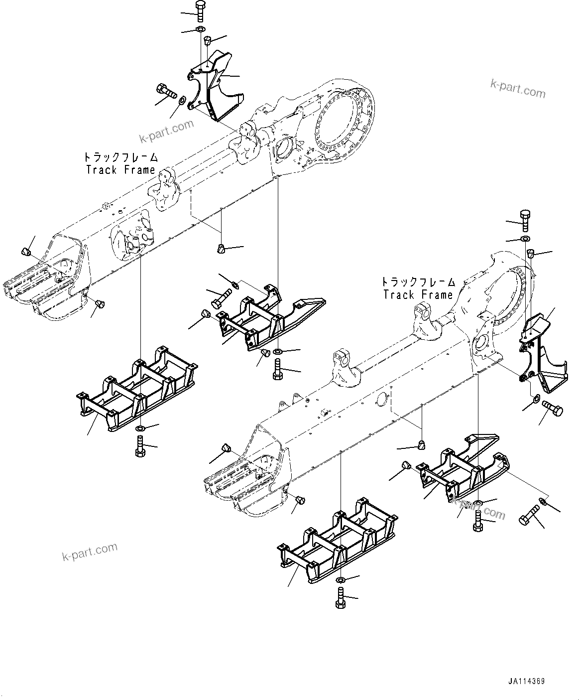 Komatsu parts book diagram for D71PXI-24 S/N 74001-UP: TRACK ROLLER GUARD, (PLUS TYPE TRACK SHOE)(#71320-)