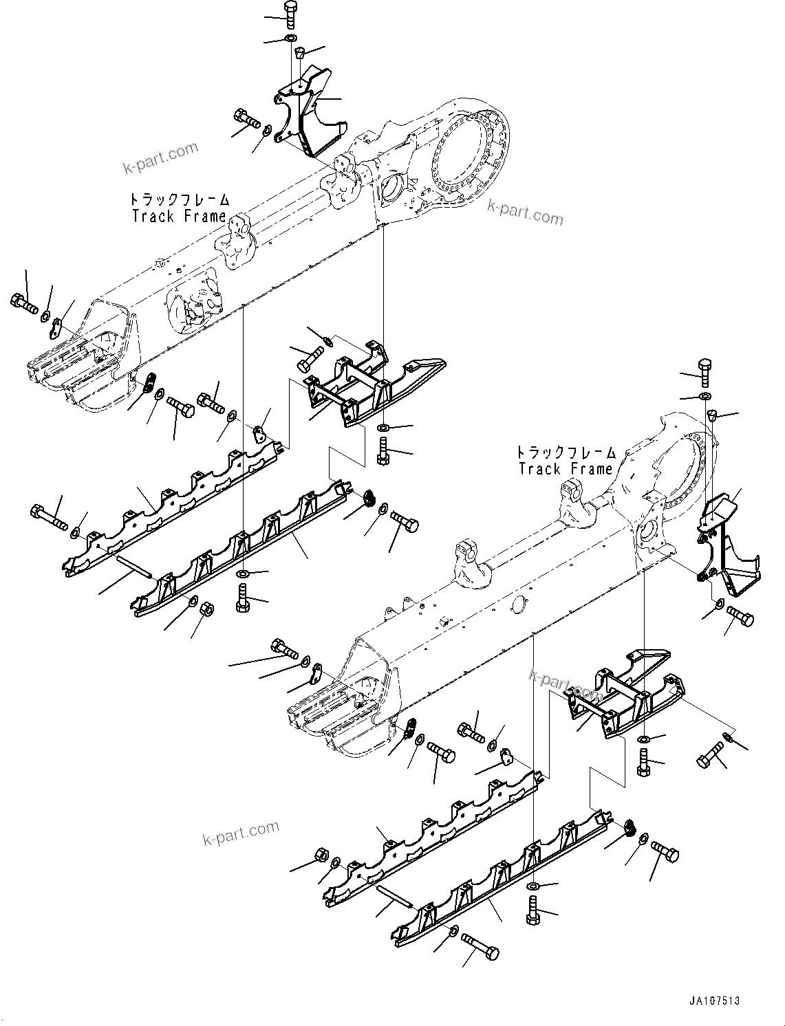 Komatsu parts book diagram for D71PXI-24 S/N 74001-UP: TRACK ROLLER GUARD, (SEGMENTED FULL TYPE, PLUS TYPE TRACK SHOE)(#70002-71319)