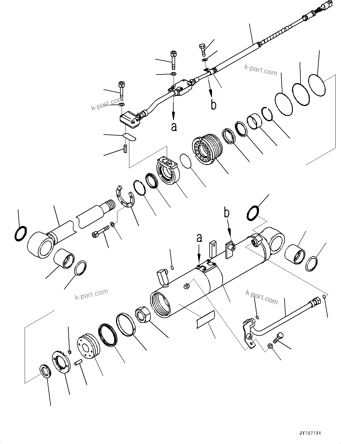 Komatsu parts book diagram for D71PXI-24 S/N 74001-UP: BLADE LIFT CYLINDER, INNER PARTS, BLADE LIFT CYLINDER, R.H.(#70002-)