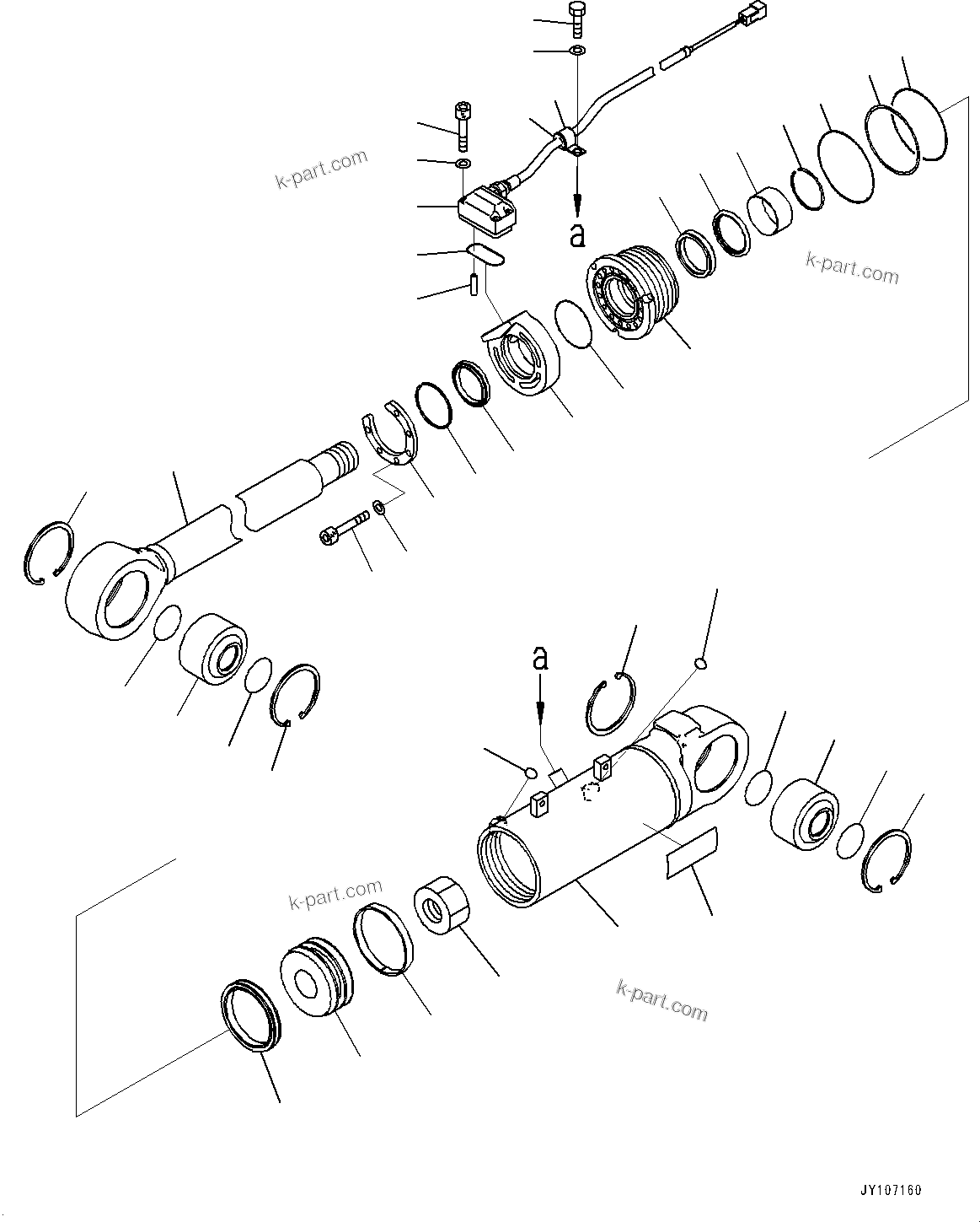 Komatsu parts book diagram for D71PXI-24 S/N 74001-UP: TILT CYLINDER, INNER PARTS, BLADE TILT CYLINDER(#70002-)