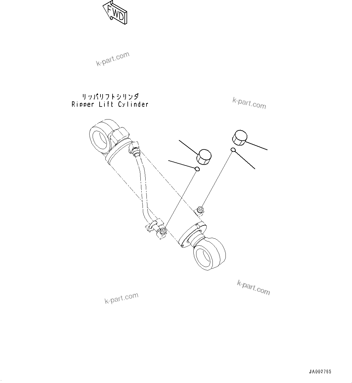 Komatsu parts book diagram for D71PXI-24 S/N 74001-UP: RIPPER LIFT CYLINDER, SHIPPING PARTS(#70002-)
