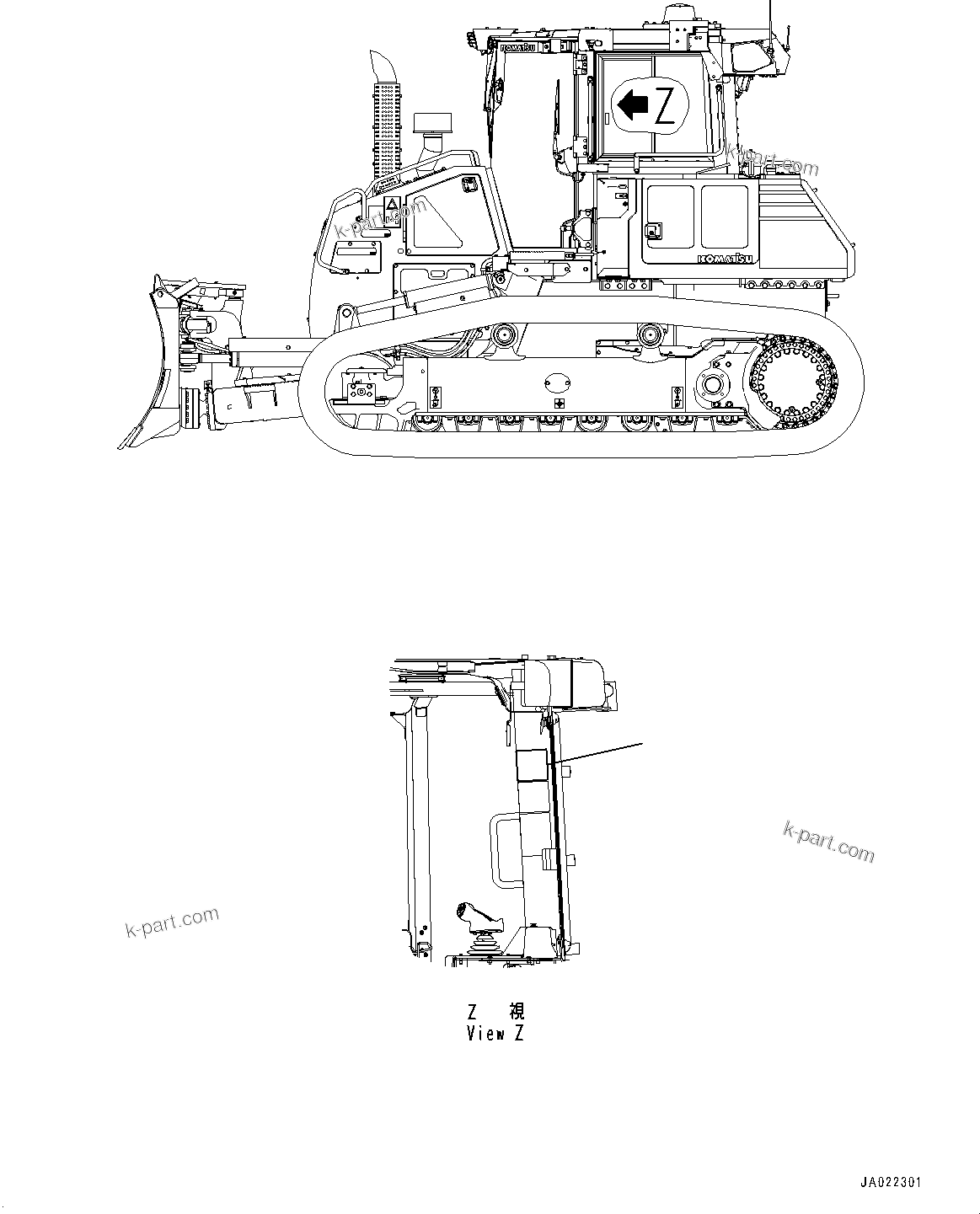 Komatsu parts book diagram for D71PXI-24 S/N 74001-UP: CAUTION PLATES, KOMTRAX, (WITH GATEWAY FUNCTION CONTROLLER, NORTH AMERICA AND LATIN AMERICA)(#70002-)