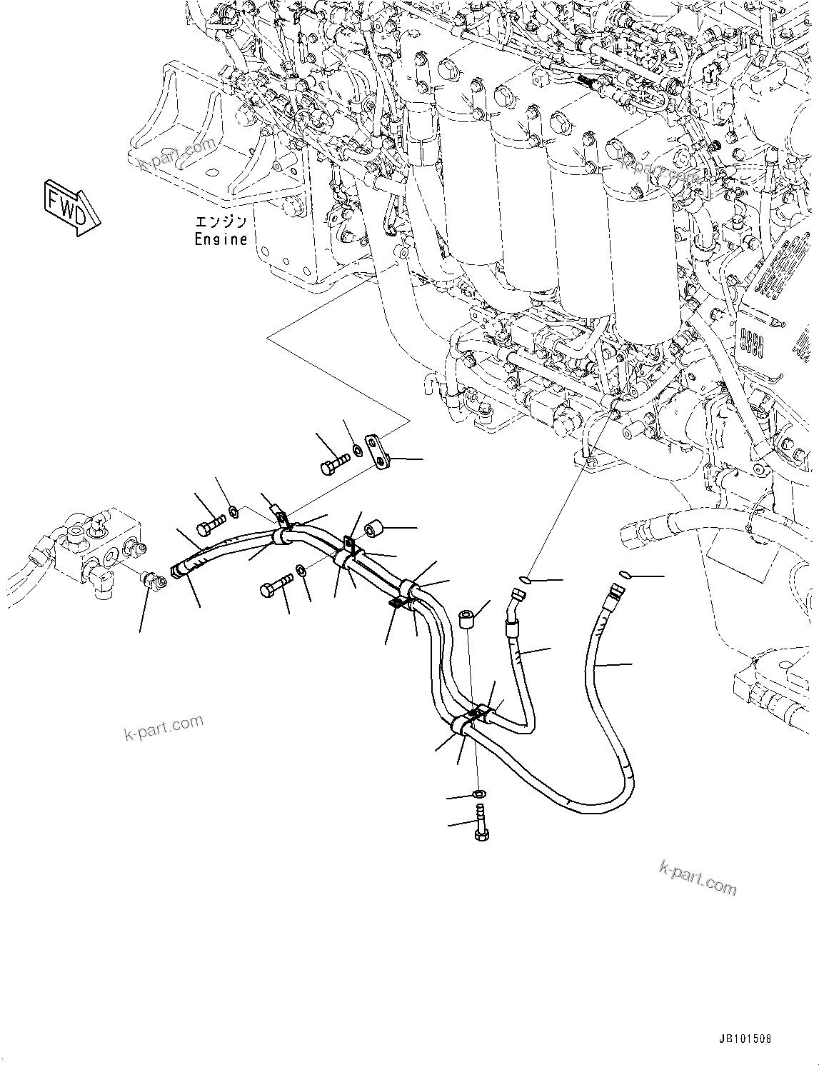 Komatsu parts book diagram for HD785-8E0 S/N 55001-UP: ENGINE RELATED PARTS, BLOCK TO ENGINE R.H.(#55001-55012)