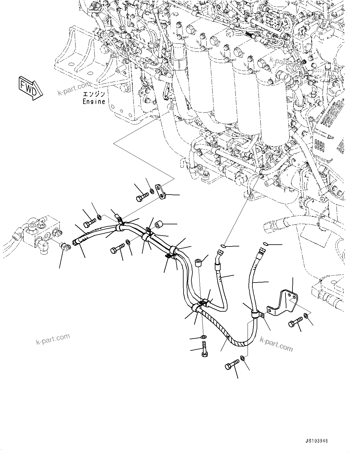 Komatsu parts book diagram for HD785-8E0 S/N 55001-UP: ENGINE RELATED PARTS, BLOCK TO ENGINE R.H.(#55013-)