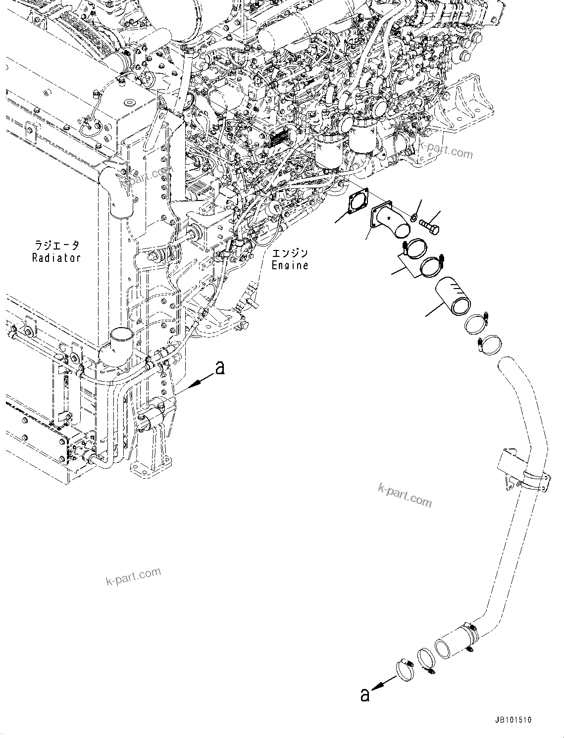 Komatsu parts book diagram for HD785-8E0 S/N 55001-UP: ENGINE RELATED PARTS, BYPASS TUBE(#55001-)