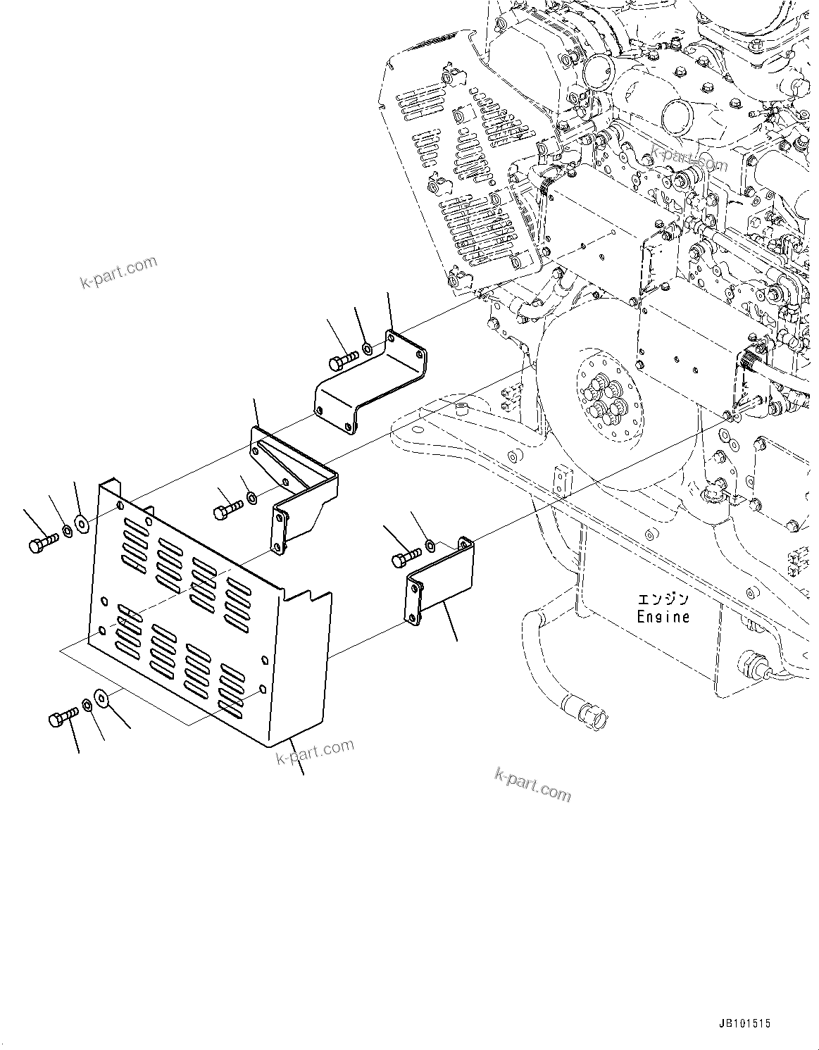 Komatsu parts book diagram for HD785-8E0 S/N 55001-UP: ENGINE RELATED PARTS, DAMPER GUARD(#55001-)