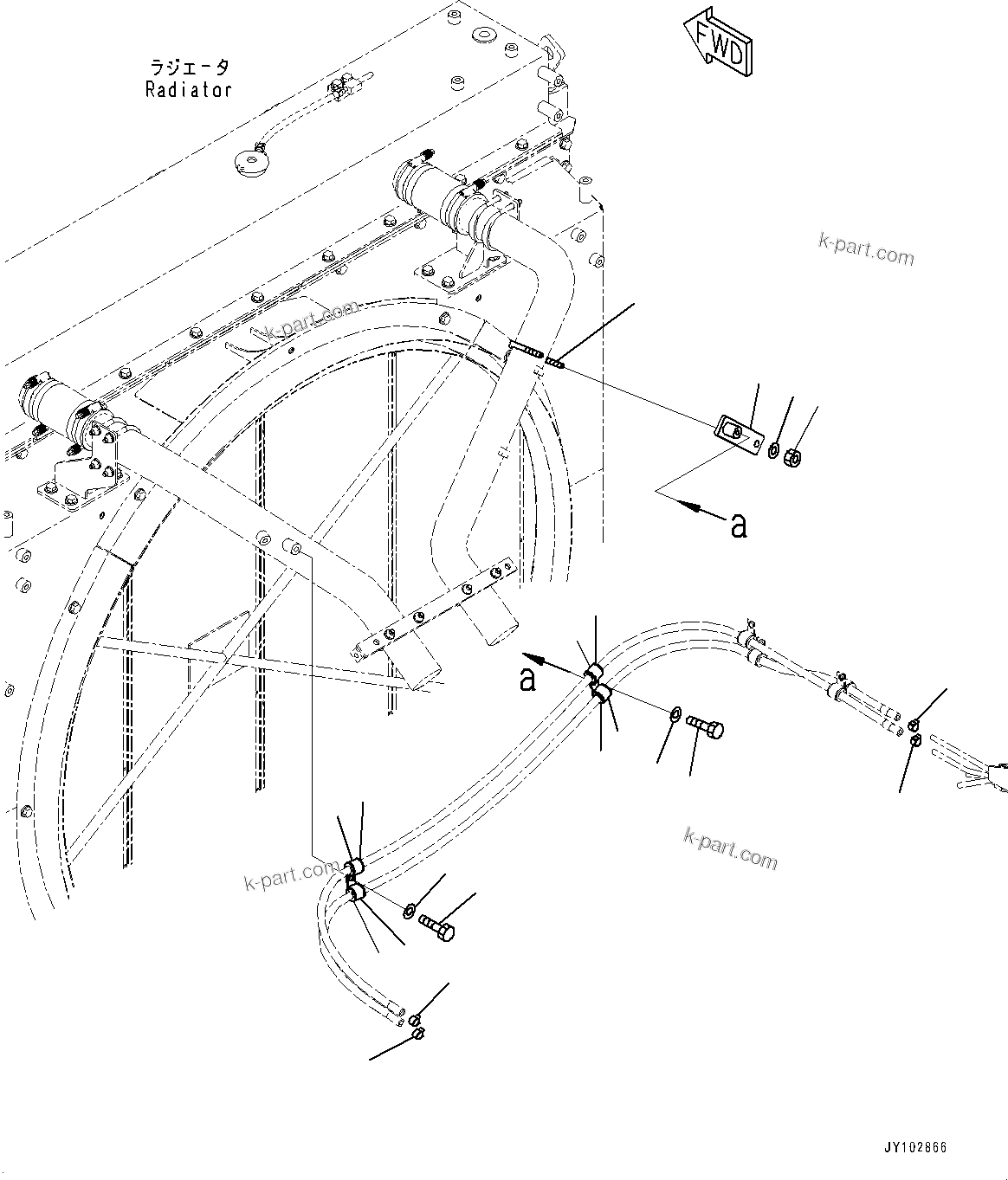 Komatsu parts book diagram for HD785-8E0 S/N 55001-UP: COOLANT PIPING, MOUNTING BRACKET(#55001-)