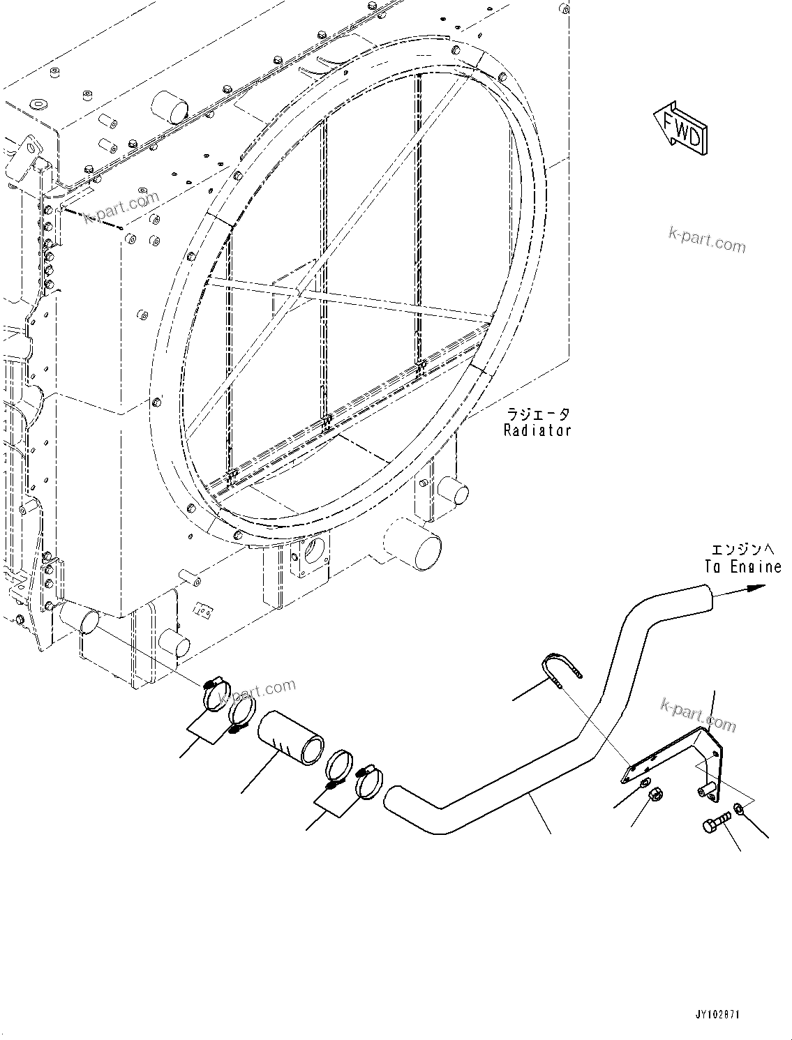 Komatsu parts book diagram for HD785-8E0 S/N 55001-UP: COOLANT PIPING, PIPING (2/2)(#55001-)