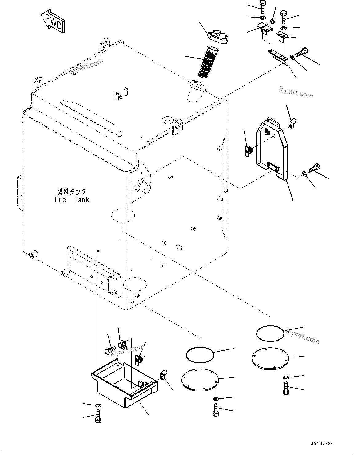Komatsu parts book diagram for HD785-8E0 S/N 55001-UP: FUEL TANK, STRAINER(#55001-)