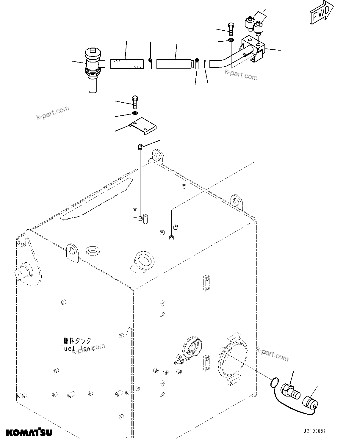 Komatsu parts book diagram for HD785-8E0 S/N 55001-UP: FUEL TANK, QUICK CHARGE VALVE(#55120-)