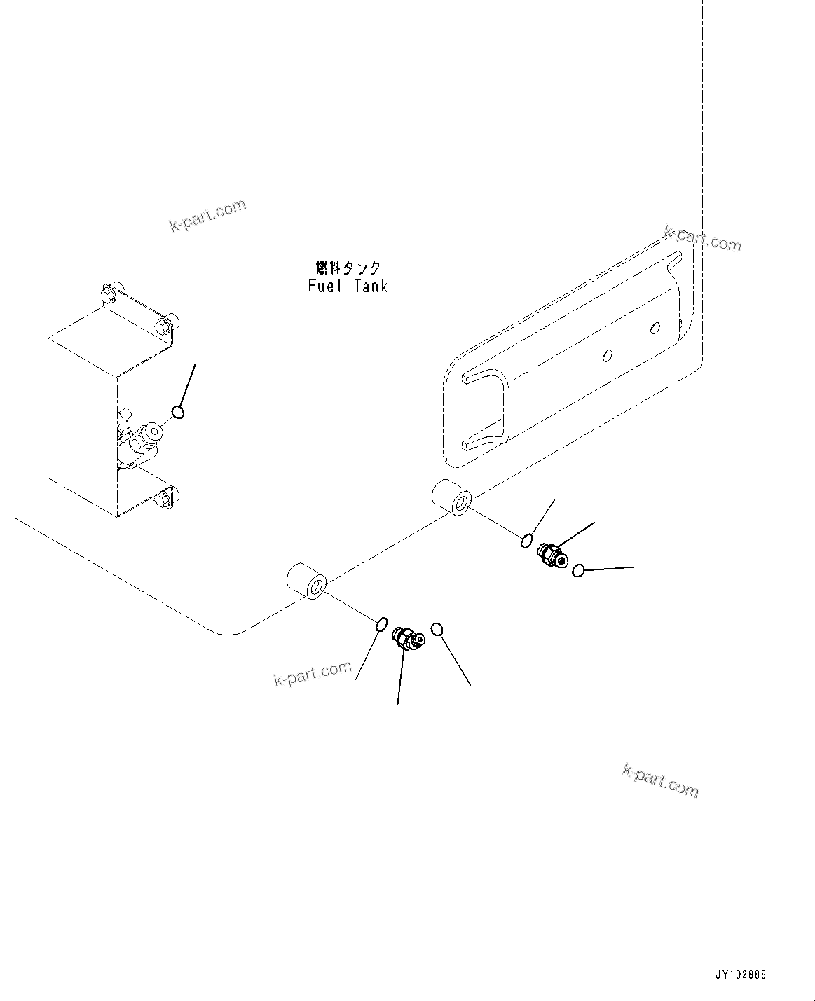 Komatsu parts book diagram for HD785-8E0 S/N 55001-UP: FUEL TANK, ELBOW(#55001-)