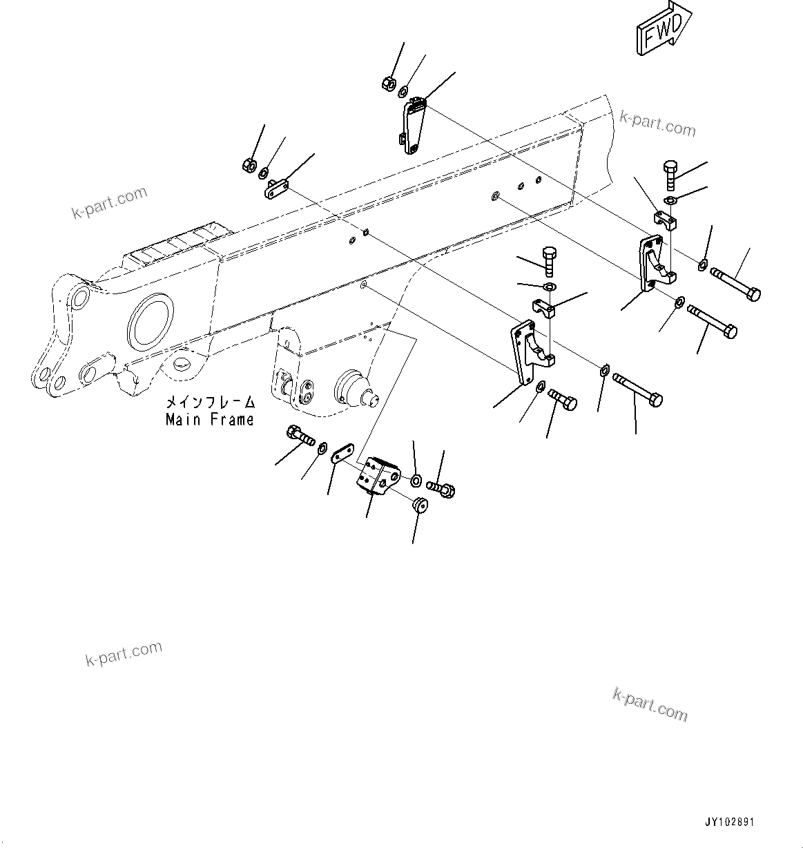 Komatsu parts book diagram for HD785-8E0 S/N 55001-UP: FUEL TANK, MOUNTING PARTS (2/2)(#55001-)