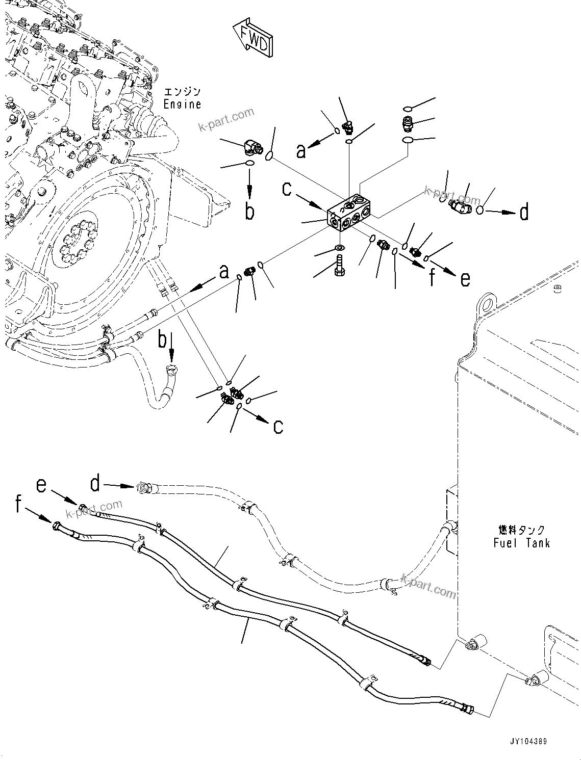 Komatsu parts book diagram for HD785-8E0 S/N 55001-UP: FUEL PIPING, BLOCK(#55001-55014)