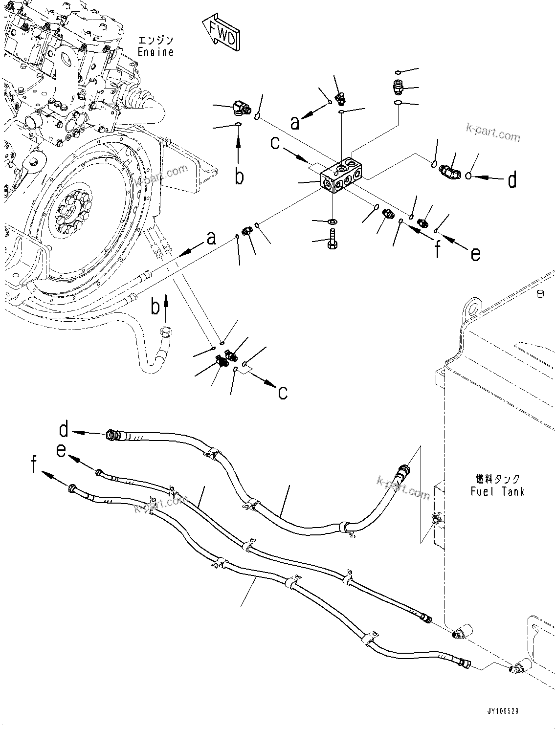 Komatsu parts book diagram for HD785-8E0 S/N 55001-UP: FUEL PIPING, BLOCK(#55015-)