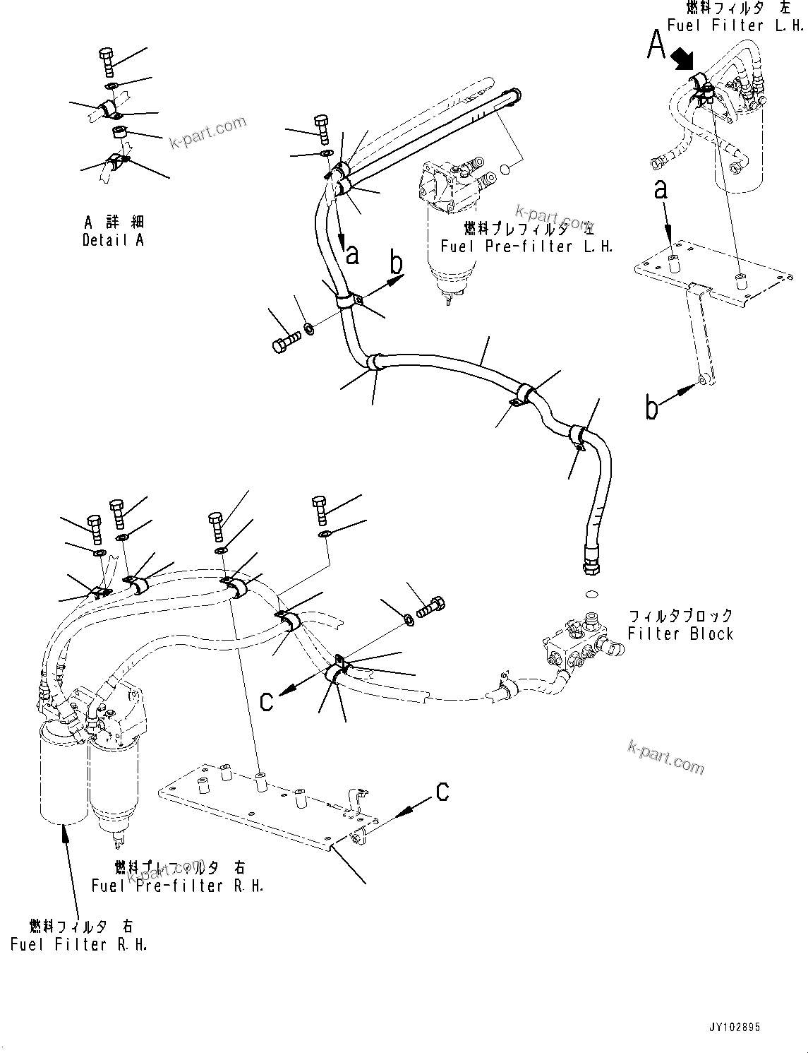 Komatsu parts book diagram for HD785-8E0 S/N 55001-UP: FUEL PIPING, CLIP AND PIPING(#55001-)