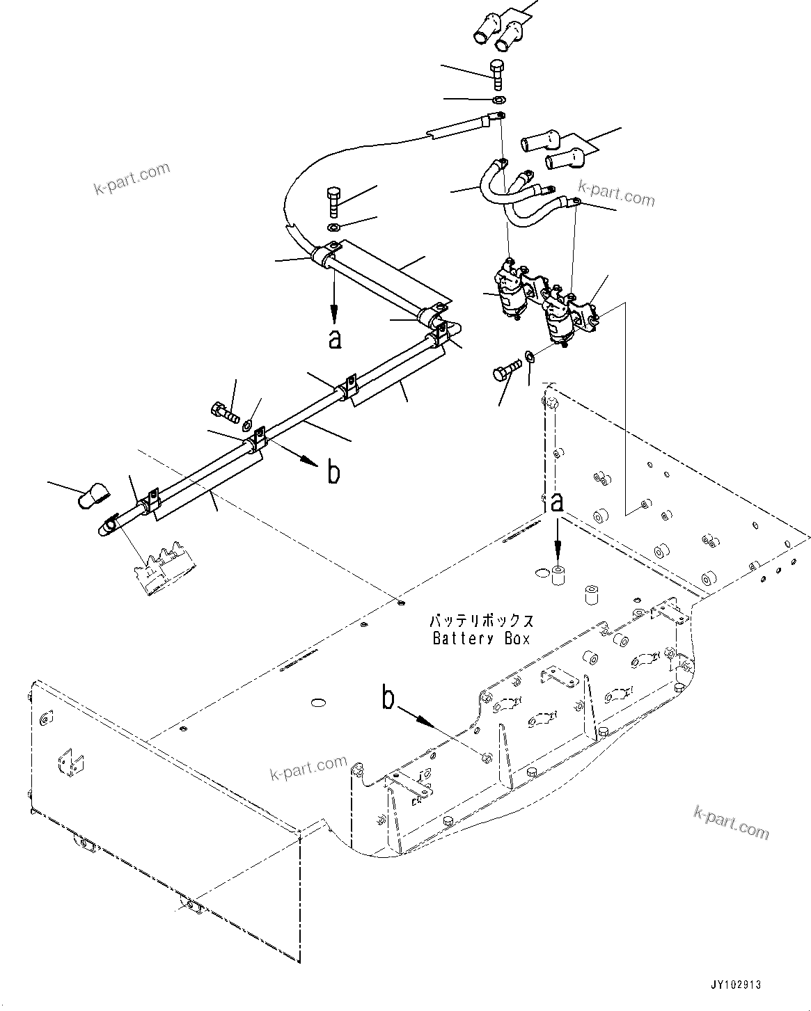Komatsu parts book diagram for HD785-8E0 S/N 55001-UP: BATTERY BOX AND REAR HOOD, BATTERY RELAY SWITCH(#55001-)