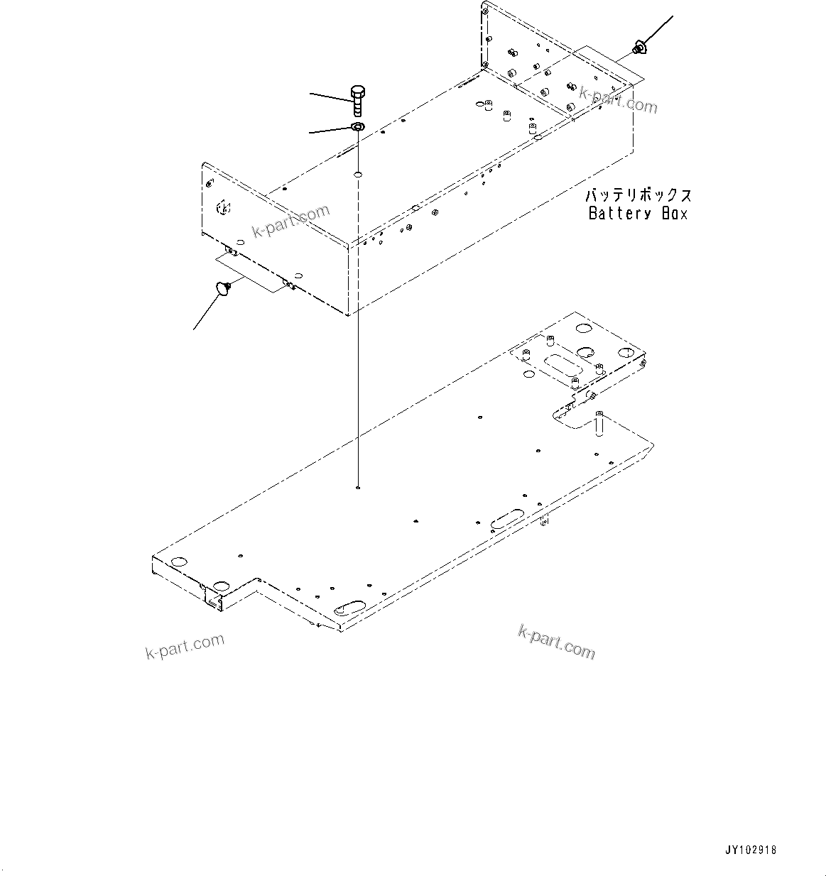 Komatsu parts book diagram for HD785-8E0 S/N 55001-UP: BATTERY BOX AND REAR HOOD, MOUNTING(#55001-)