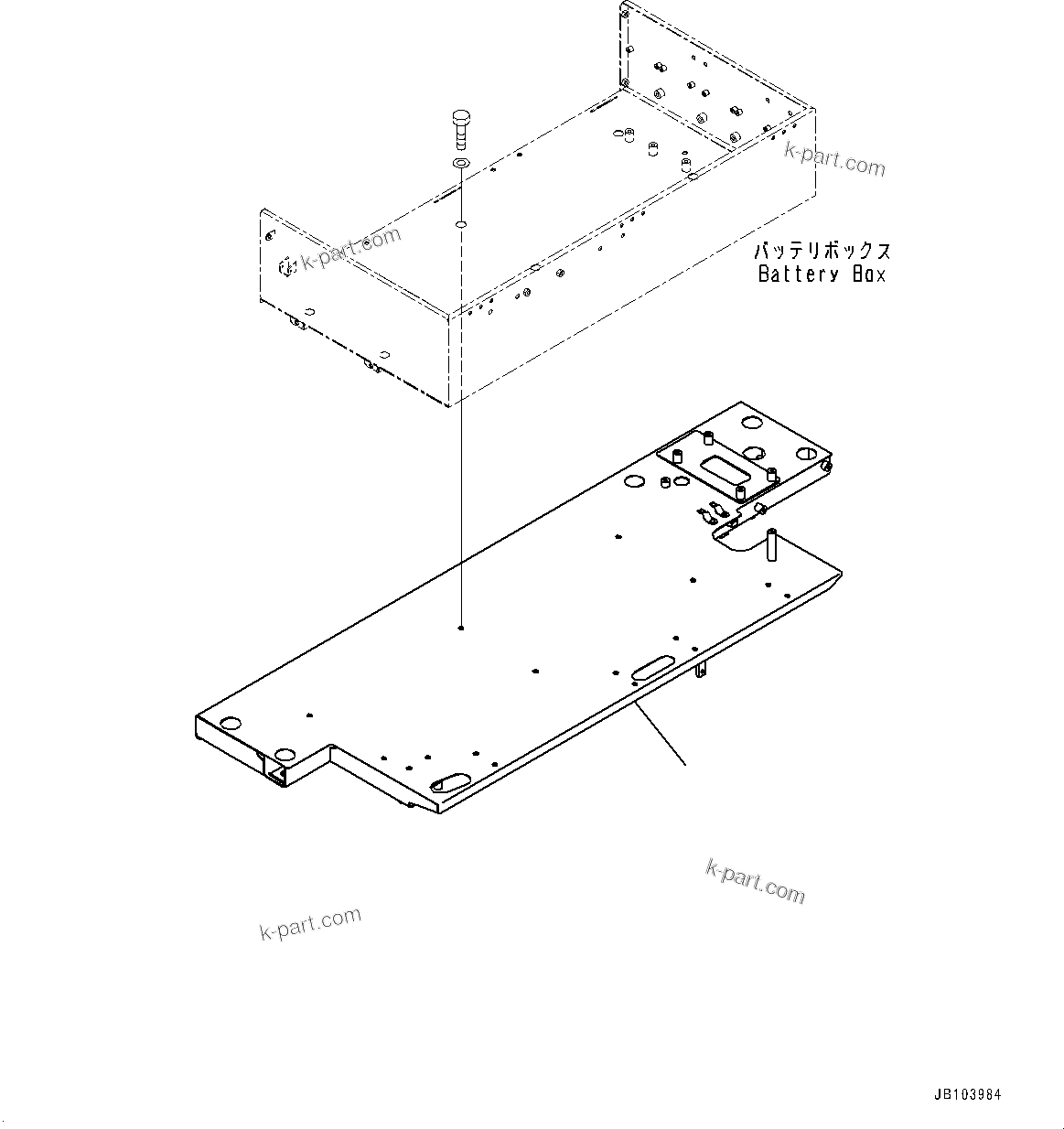 Komatsu parts book diagram for HD785-8E0 S/N 55001-UP: BATTERY BOX AND REAR HOOD, PLATFORM(#55001-)