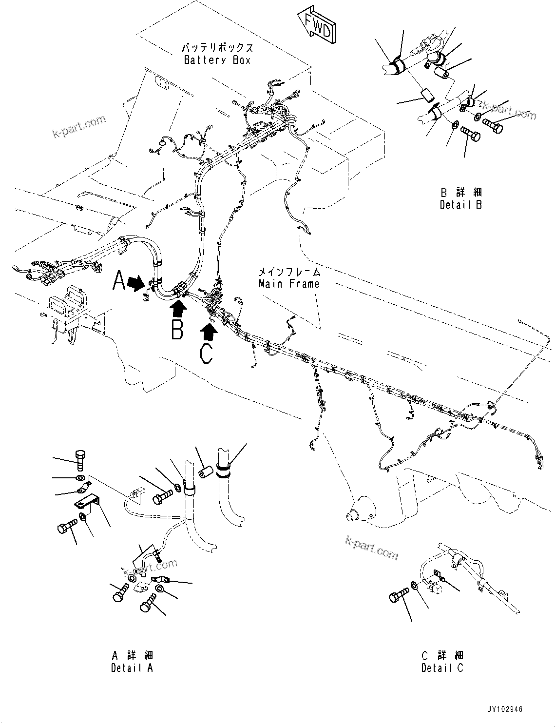 Komatsu parts book diagram for HD785-8E0 S/N 55001-UP: ELECTRIC WIRING HARNESS, MOUNTING PARTS (3/30)(#55001-)