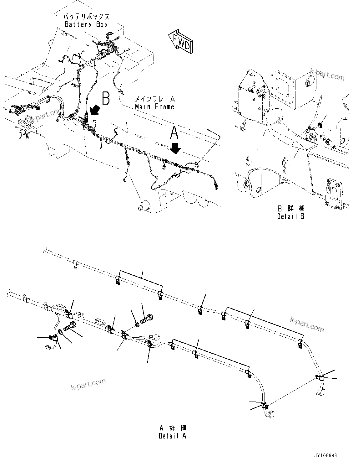 Komatsu parts book diagram for HD785-8E0 S/N 55001-UP: ELECTRIC WIRING HARNESS, MOUNTING PARTS (9/30)(#55001-)