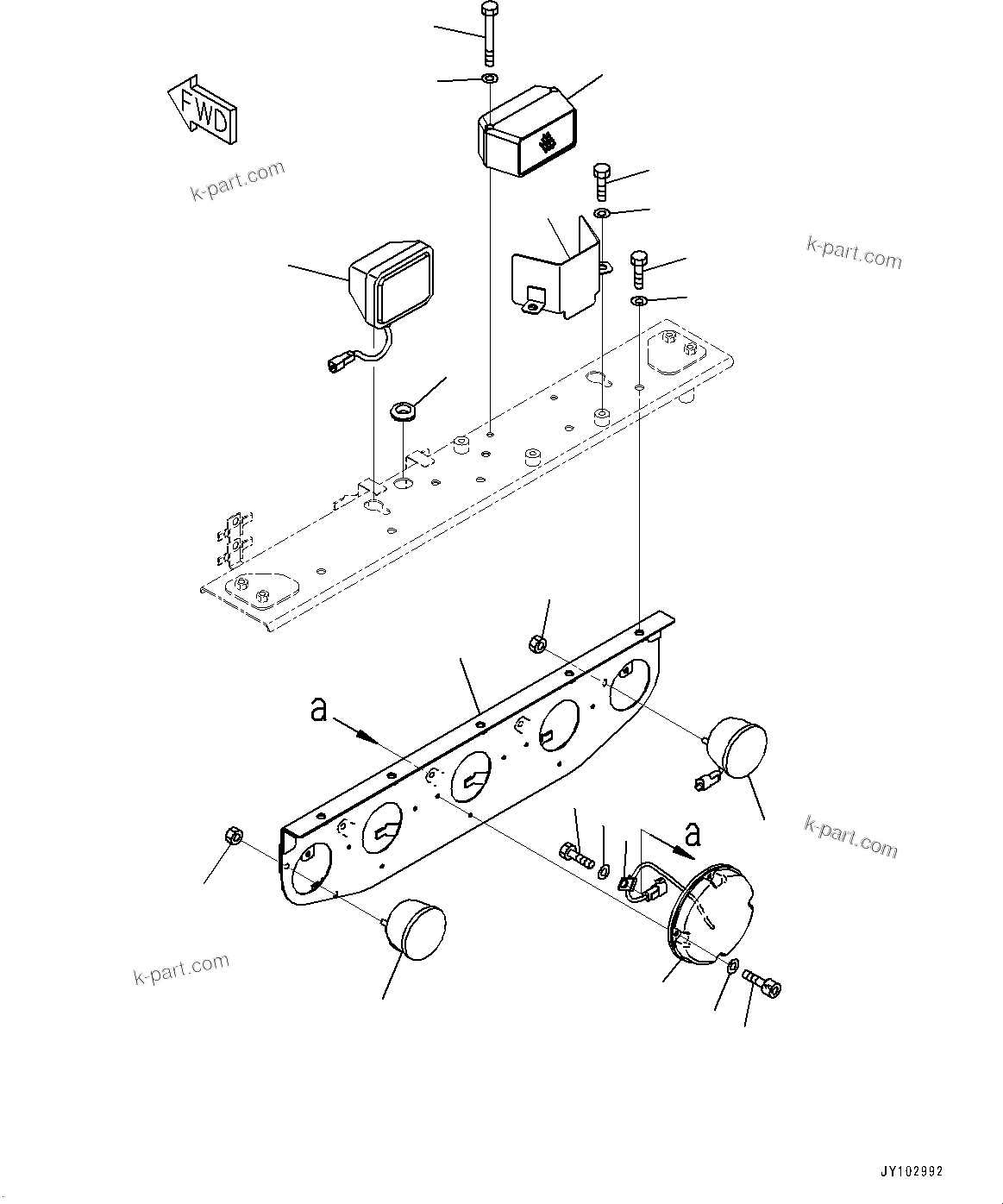 Komatsu parts book diagram for HD785-8E0 S/N 55001-UP: REAR COMBINATION LAMP AND BACKUP ALARM, LAMP AND BUZZER (1/2)(#55001-)