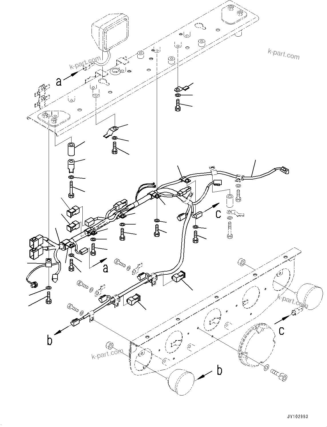 Komatsu parts book diagram for HD785-8E0 S/N 55001-UP: REAR COMBINATION LAMP AND BACKUP ALARM, WIRING HARNESS(#55001-)